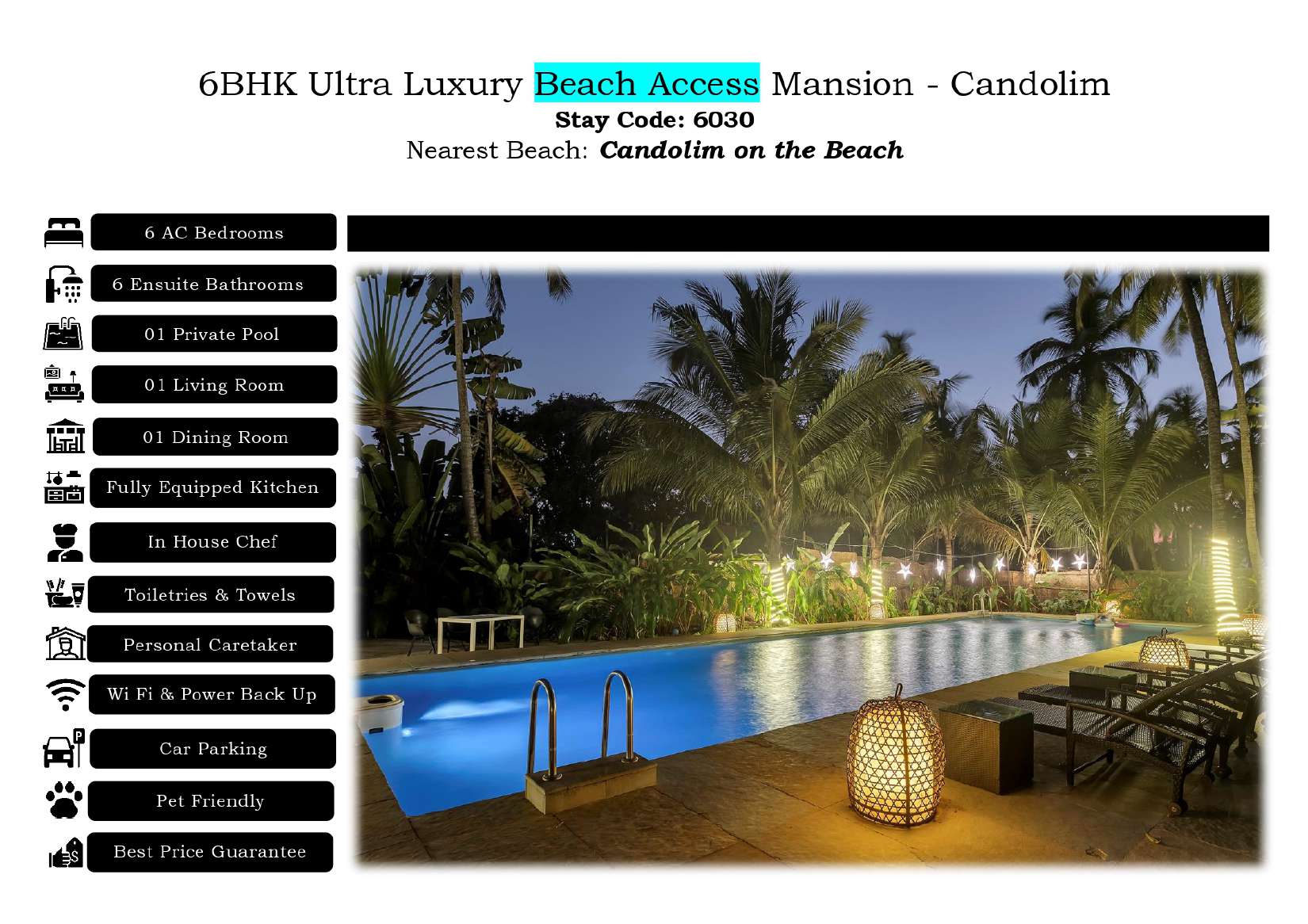 Luxury 6 BHK Beach Villa in Candolim, North Goa, Goa